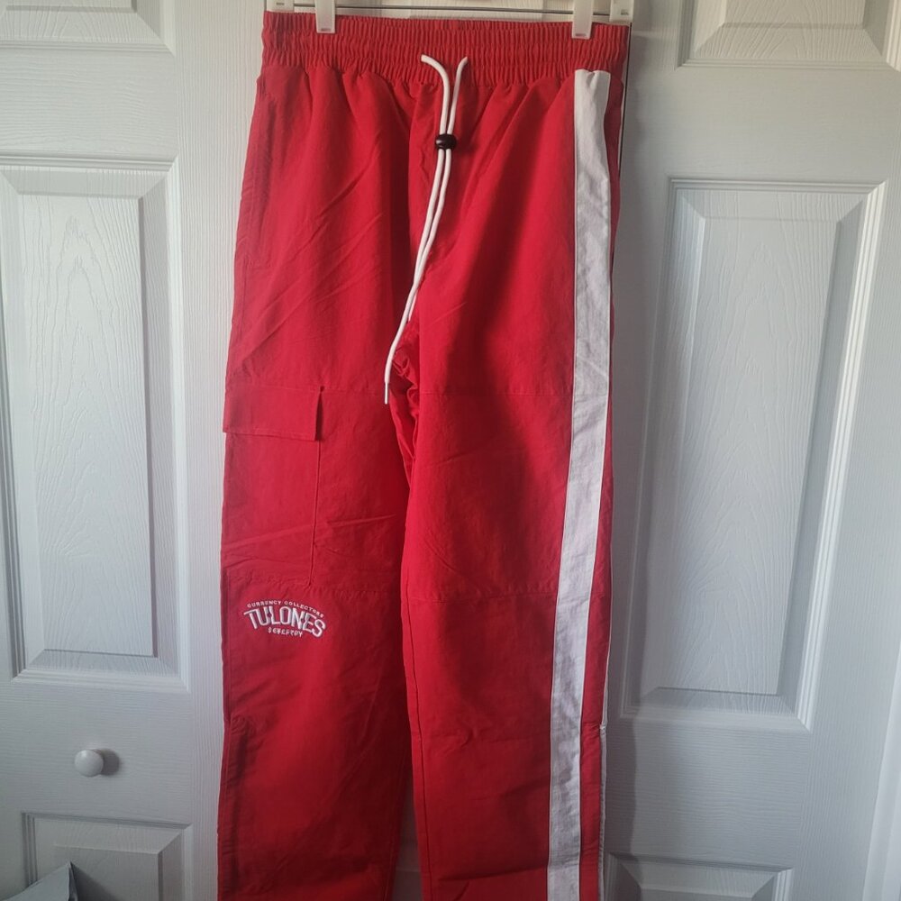 NWT TULONES Men's Track Pants Red/White Size L